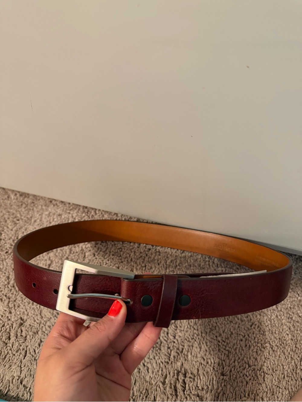 Lucchese Leather Belt with Silver Buckle